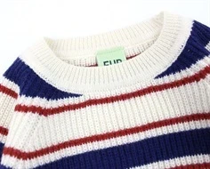 FUB ecru/royal blue/bright red raglan sweater merinould